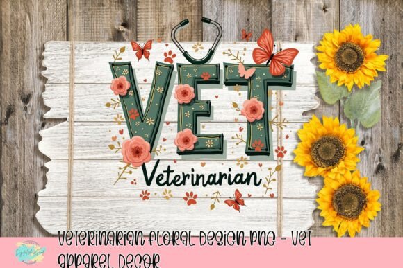 Charming Vet Design: Floral PNG for Apparel & Decor