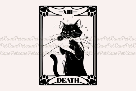 Embrace the Purrfect Macabre: The Tarot Card Death Design Funny Cat PNG