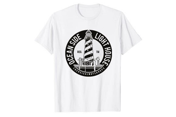 Ocean Side Lighthouse T-shirt Design: A Coastal Design Asset
