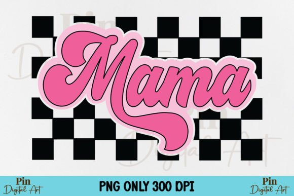 Retro Checkered Mom PNG: A Design Asset for Every Crafter
