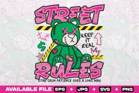 Street Rules Graffiti Bear SVG Design: Urban Edge for Your Projects